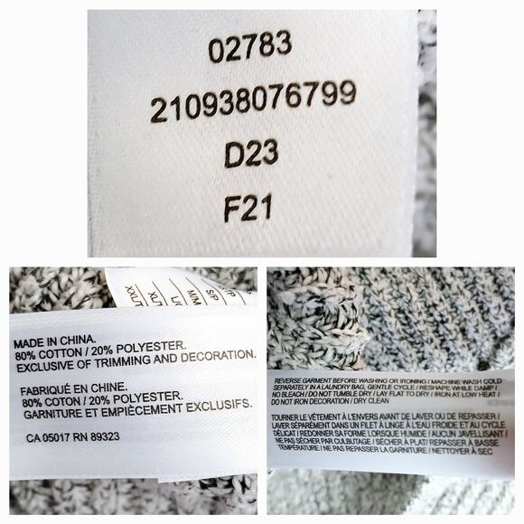 Roots Canada SZ 2XL Cotton Blend Ribbed Crew Neck Sweater Chunky Gray - Picture 6 of 6